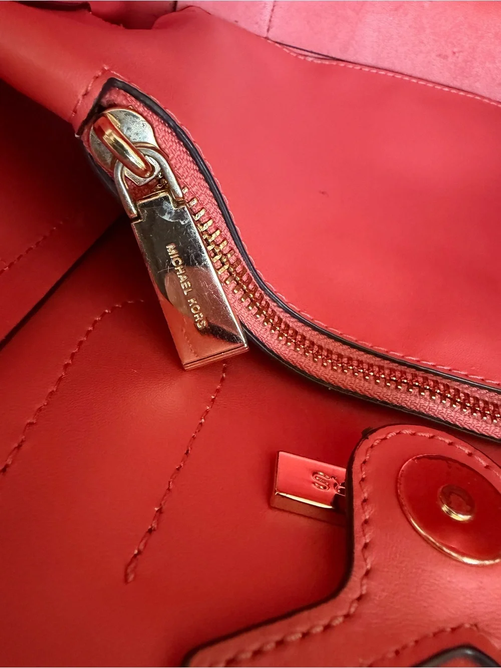 Michael Kors Coral Pebbled Leather Small Satchel Crossbody